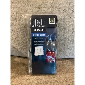 George Mens Boxer Briefs 6 Pack XL 40-42 Assorted Colors Moisture Wicking New